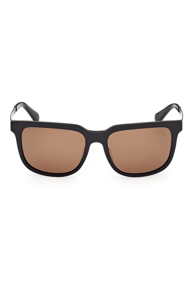 60mm Sunglasses, Main, color, SHINY BLACK / BROWN POLARIZED
