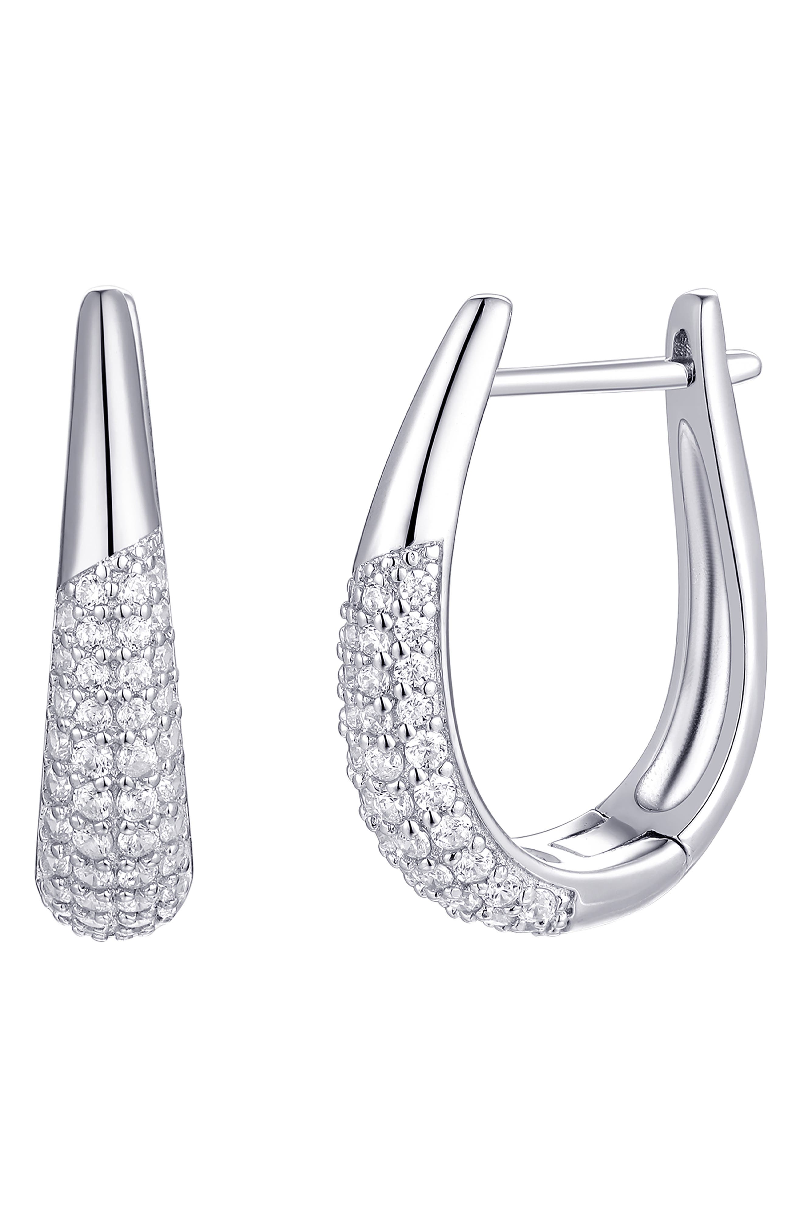 Split Cubic Zirconia Huggie Hoop Earrings