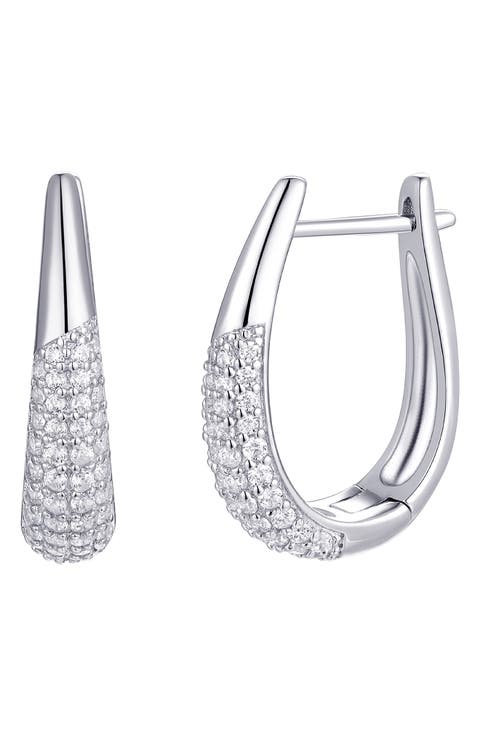 Split Cubic Zirconia Huggie Hoop Earrings
