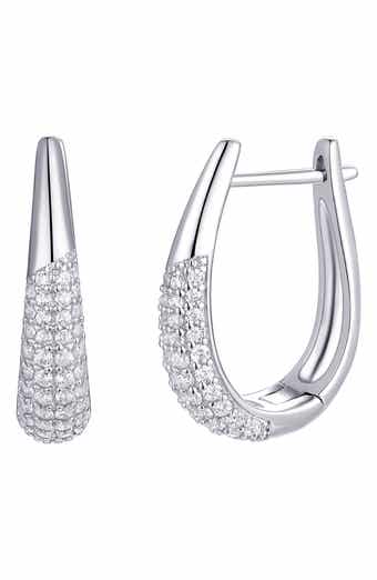 Split Cubic Zirconia Huggie Hoop Earrings