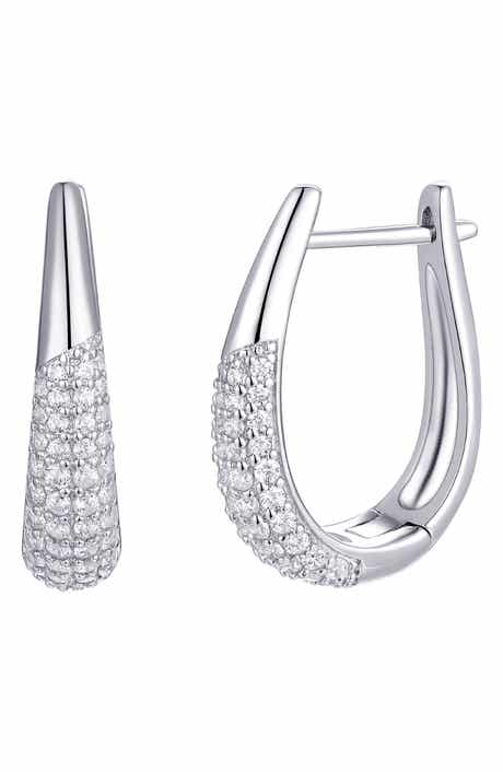 Split Cubic Zirconia Huggie Hoop Earrings