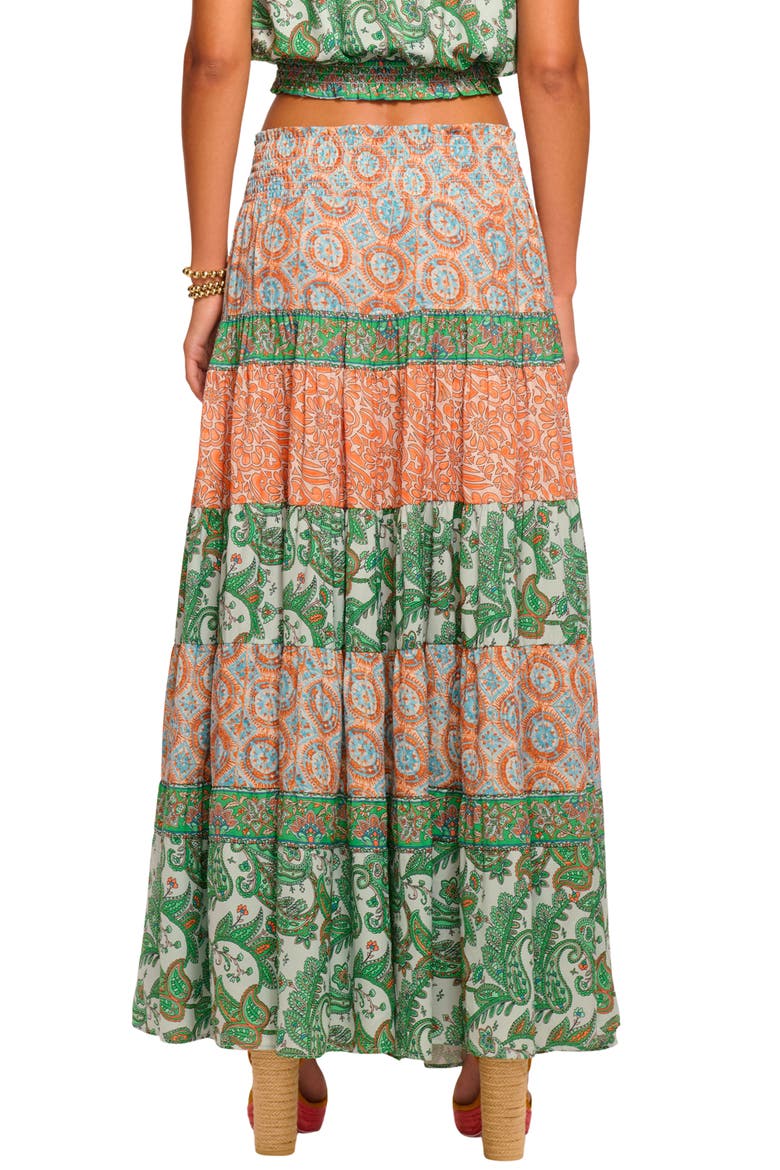 Dorotha Mixed Print Maxi Skirt, Alternate, color, BRIGHT PALM PATCHWORK