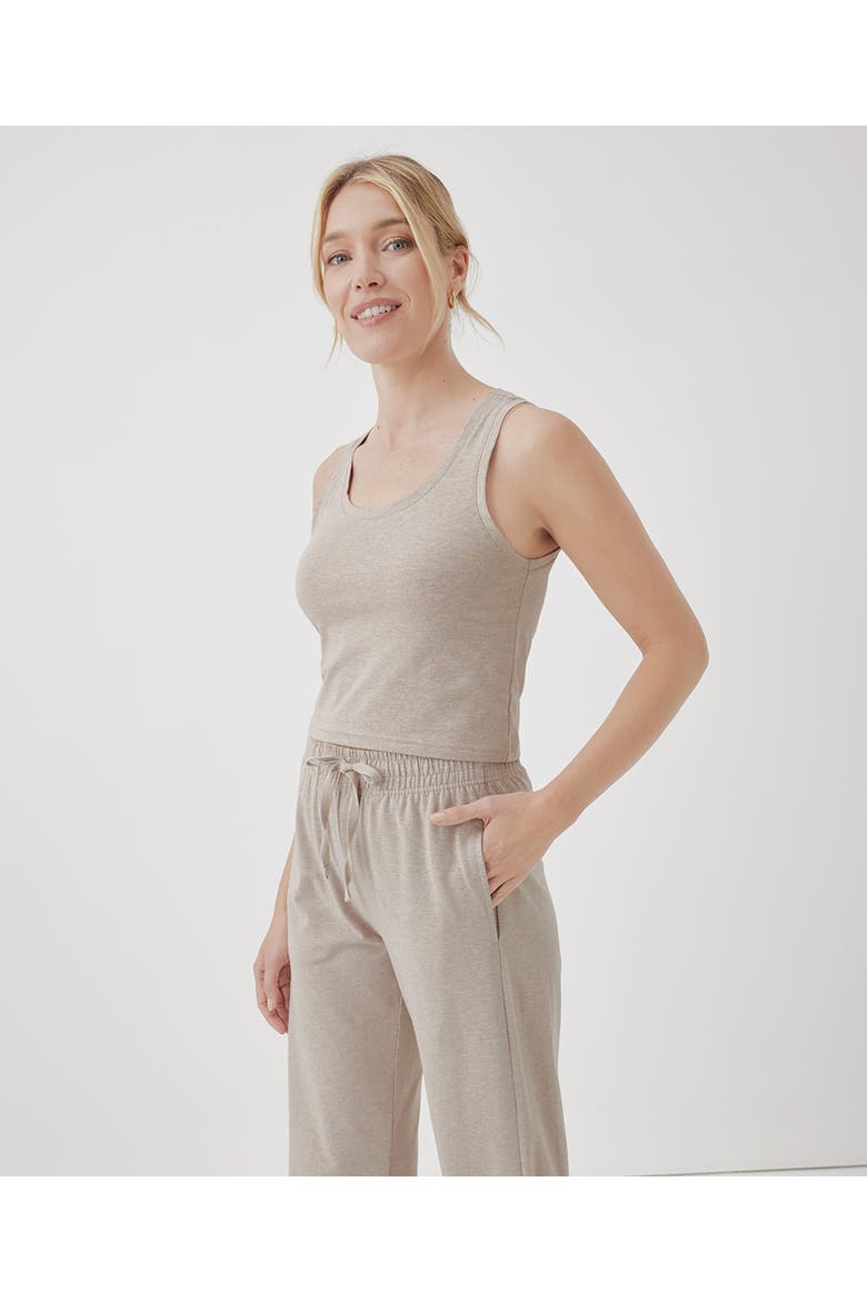 Organic Cotton Cool Stretch Fitted Lounge Tank, Alternate, color, Oat Heather