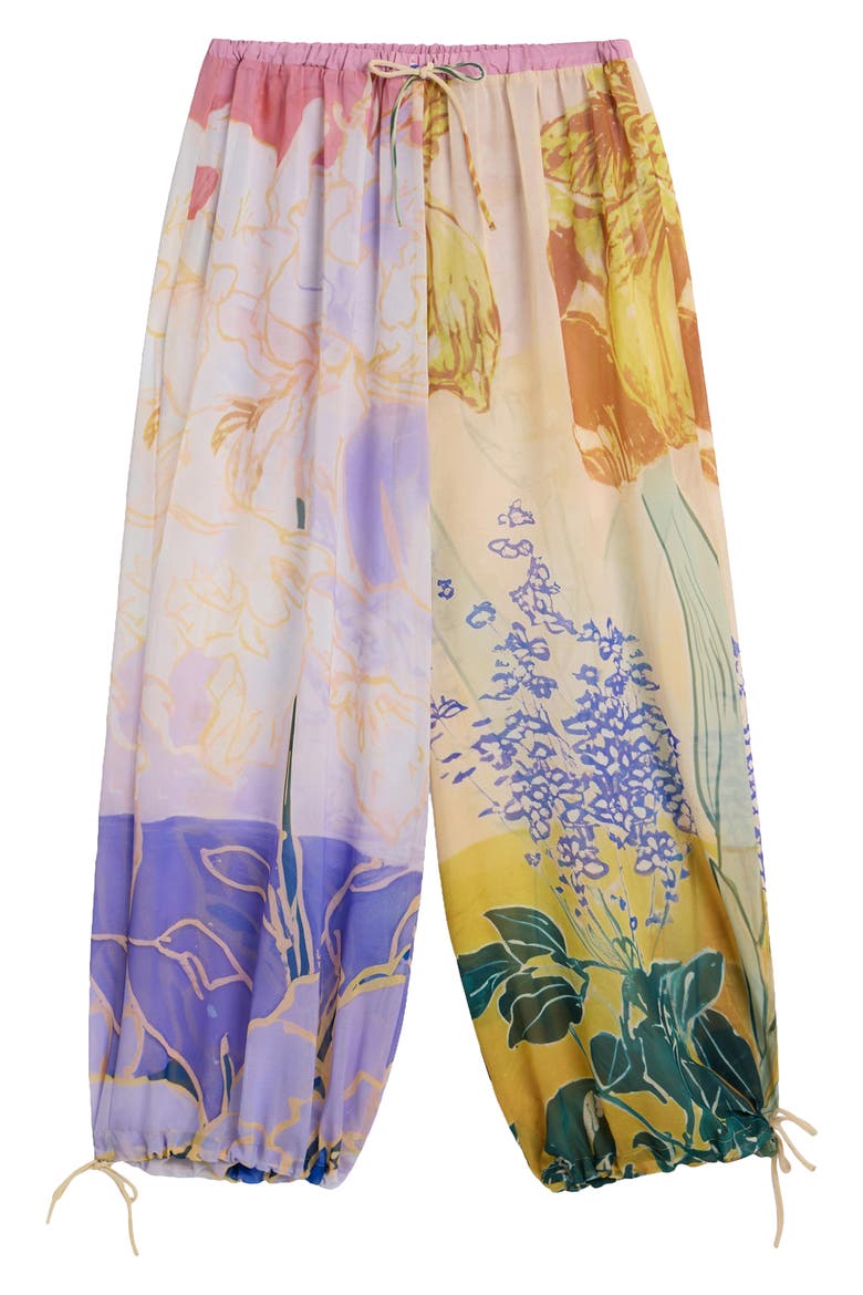 Floral Print Balloon Pants, Alternate, color, MULTI YELLOW