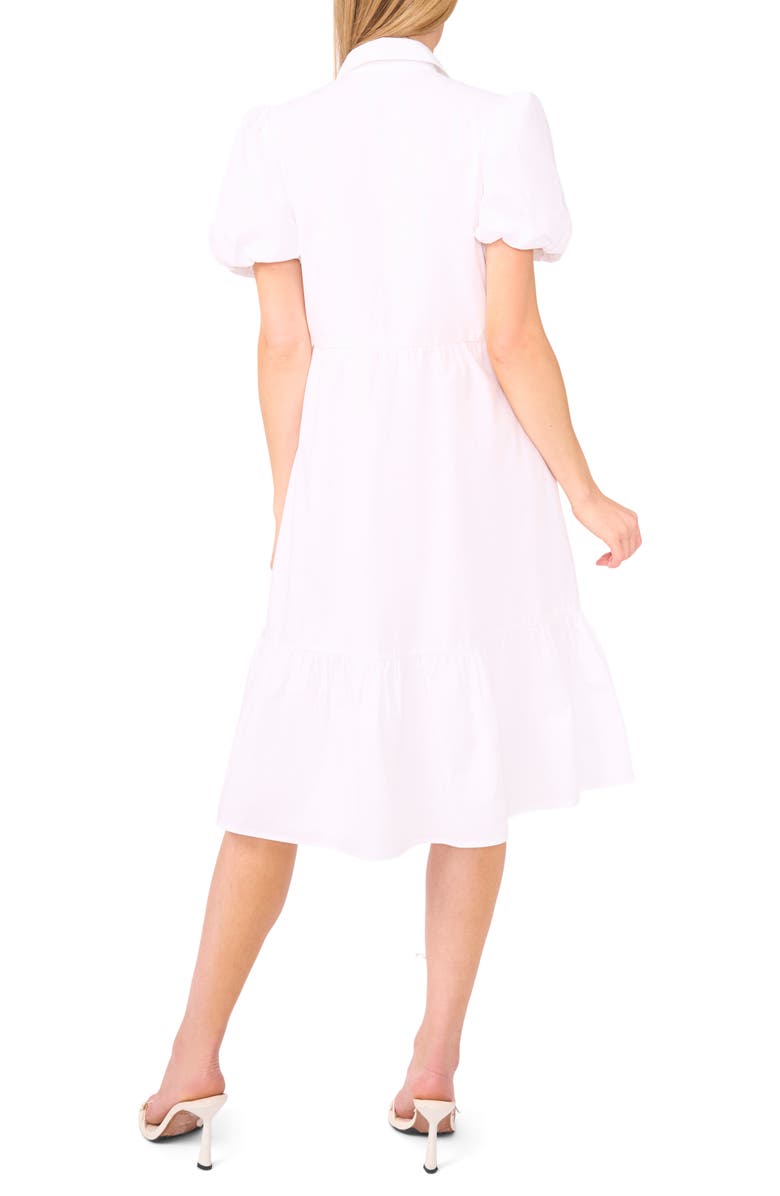 CeCe Puff Sleeve Bow Dress, Alternate, color, Ultra White