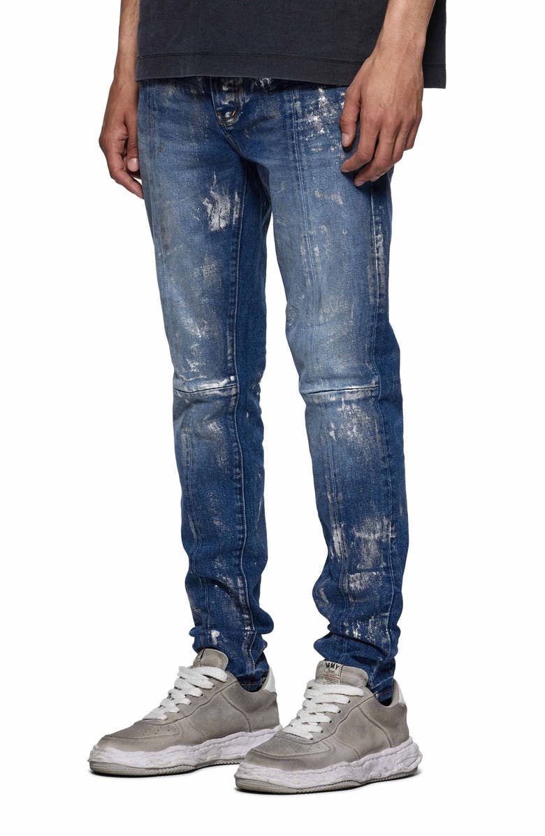 PURPLE BRAND Angel Silver Foil Cross Skinny Jeans, Alternate, color, 