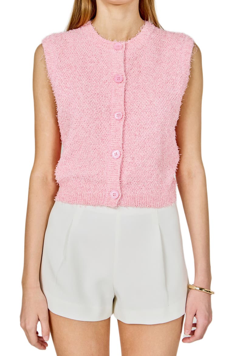 Textured Sweater Vest, Main, color, PINK