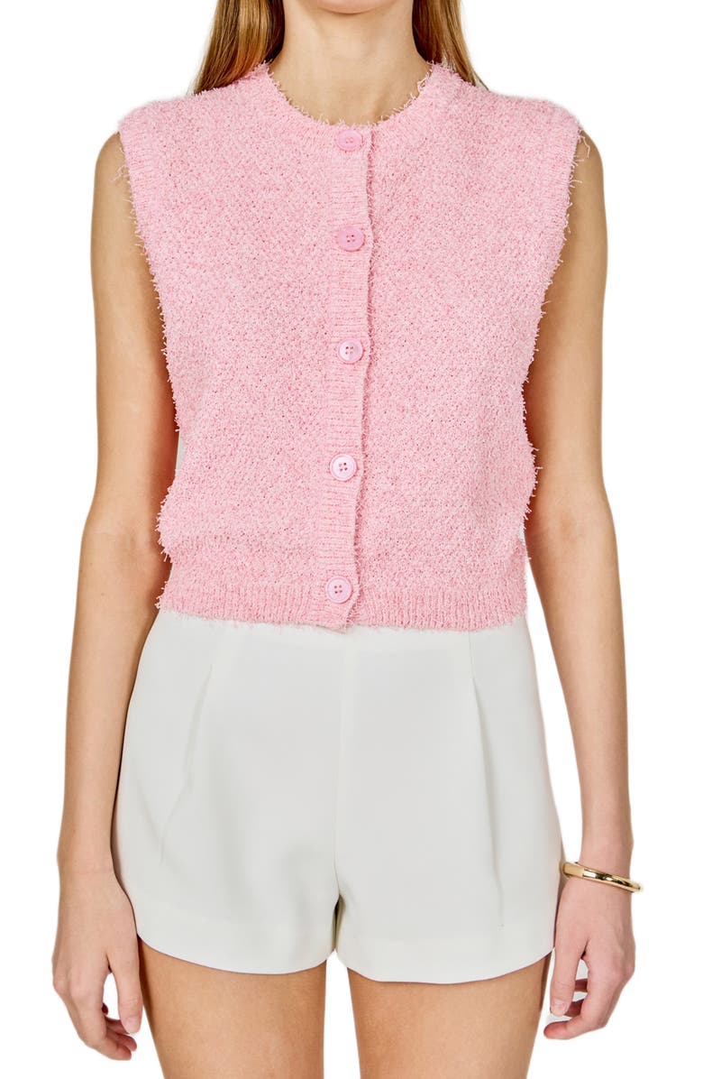 Endless Rose Textured Sweater Vest, Main, color, Pink