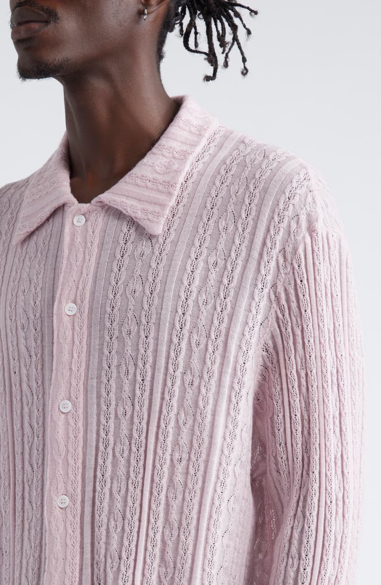 Séfr Riku Mixed Stitch Merino Wool Cardigan, Alternate, color,