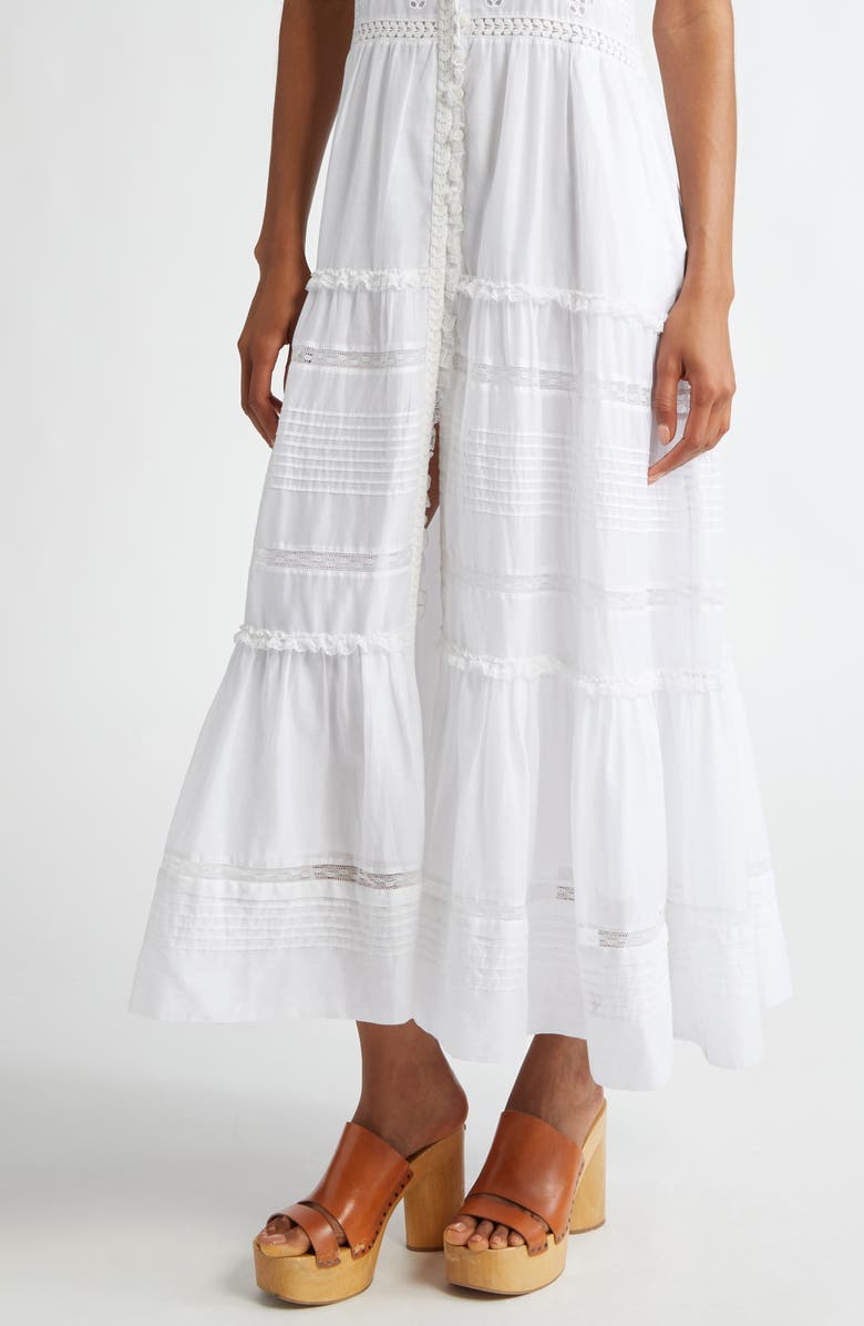 Isabel Marant Étoile Divine Lace & Eyelet Detail Cotton Sundress, Alternate, color, 