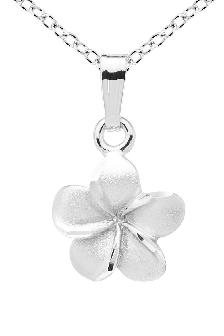 Sterling Silver Flower Necklace, Main, color, SILVER