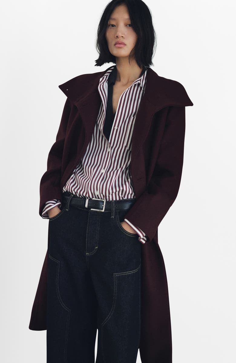MANGO Manteco Virgin Wool Blend Coat, Alternate, color, Maroon