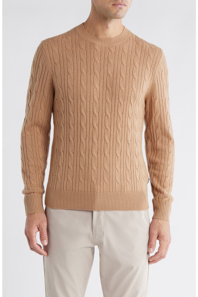 Hetico Cable Stitch Virgin Wool & Cashmere Sweater, Main, color, MEDIUM BEIGE