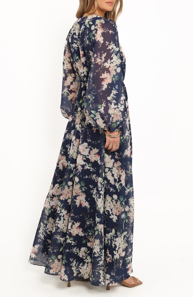 Petal & Pup Anisa Long Sleeve Floral Maxi Dress, Alternate, color, Navy Floral