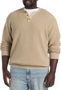 Oak Hill by DXL Big & Tall Henley Waffle-Knit Sweater