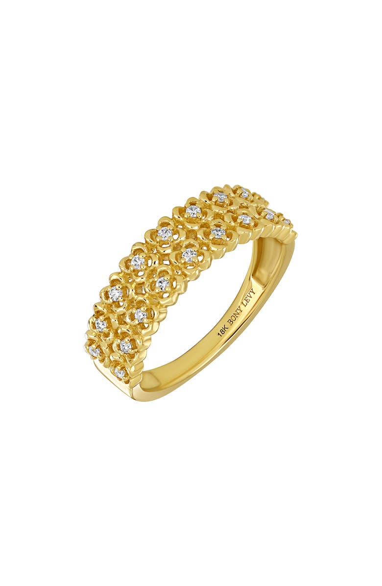 Bony Levy Mykonos 18K Yellow Gold Diamond Flower Band Ring, Main, color, 18K Yellow Gold