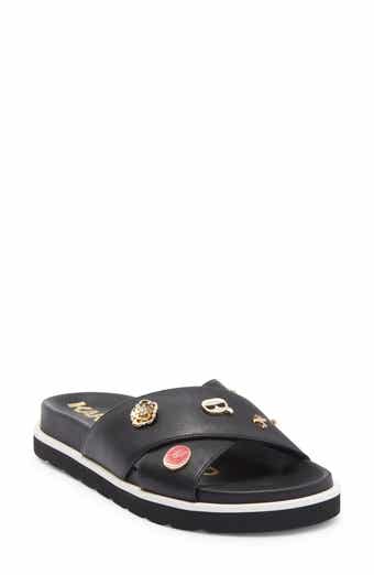 KARL LAGERFELD PARIS Embellished Crossover Strap Sandal