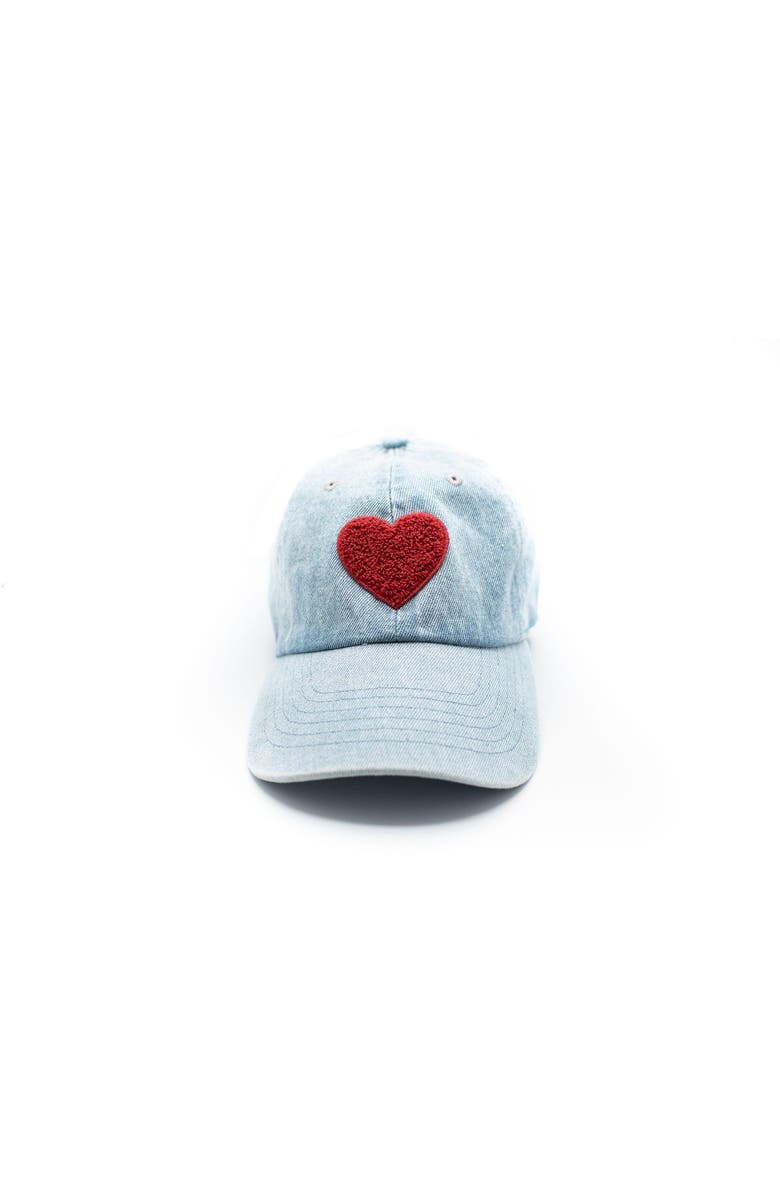 Rey To Z Terry Heart Baseball Hat, Main, color, Denim