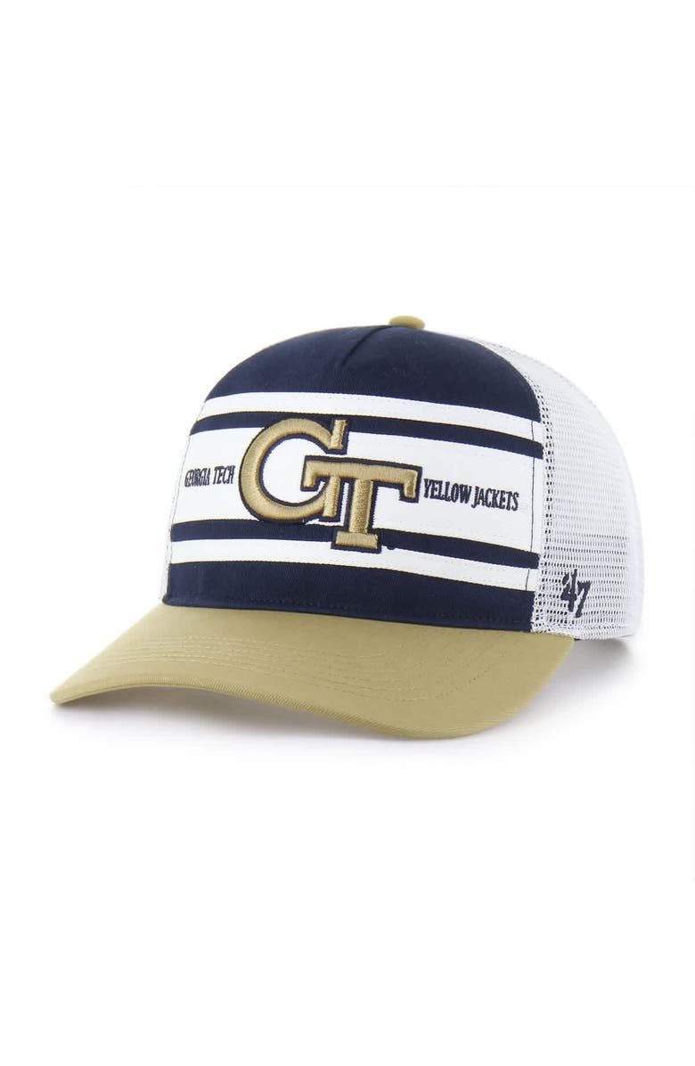 '47 Youth '47 Navy/Gold Georgia Tech Yellow Jackets Super Stripe Hitch Adjustable Trucker Hat, Main, color, Navy