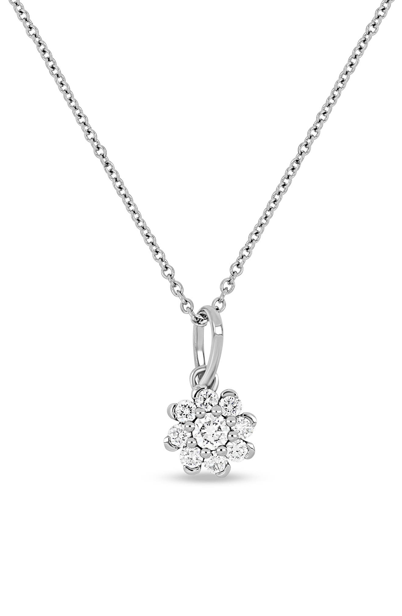 Bony Levy Mika 18K White Gold Diamond Flower Pendant Necklace