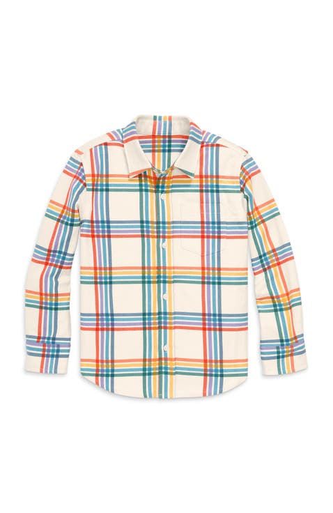Kids Long Sleeve Rainbow Flannel Button Down