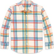 Primary Kids Long Sleeve Rainbow Flannel Button Down