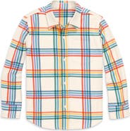Primary Kids Long Sleeve Rainbow Flannel Button Down