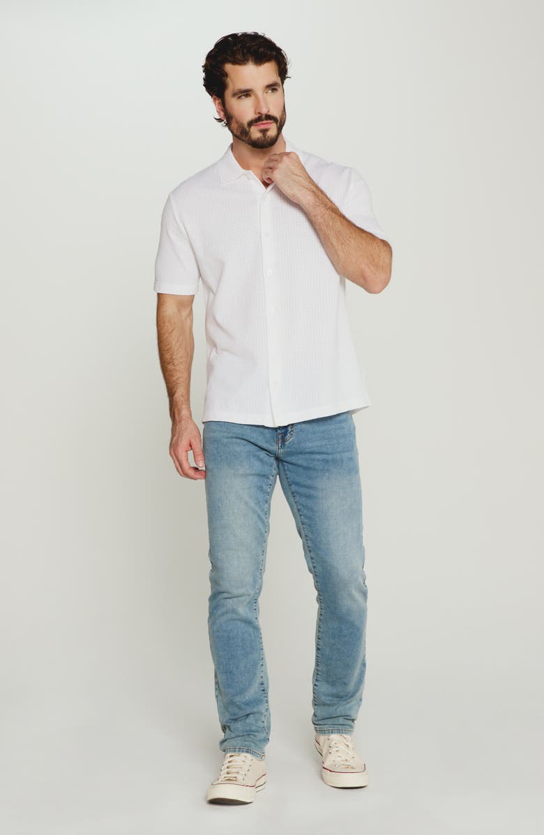 7 Diamonds Landry Waffle Knit Short Sleeve Button-Up Shirt, Alternate, color, White