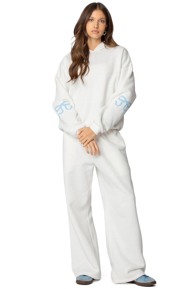 Bonney Bow Wide Leg Sweatpants, Alternate, color, CREAM
