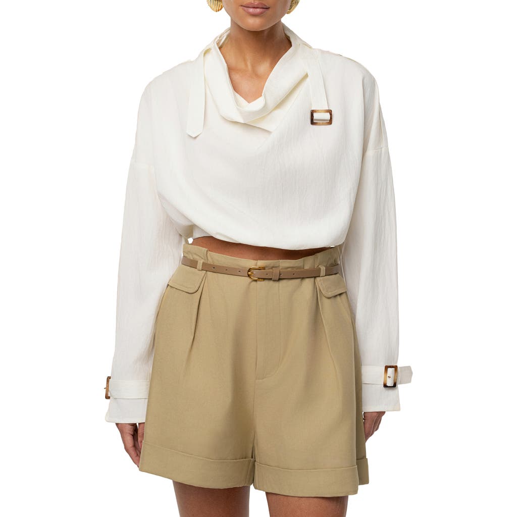 Jluxlabel Wanderlust Long Sleeve Crop Top In White