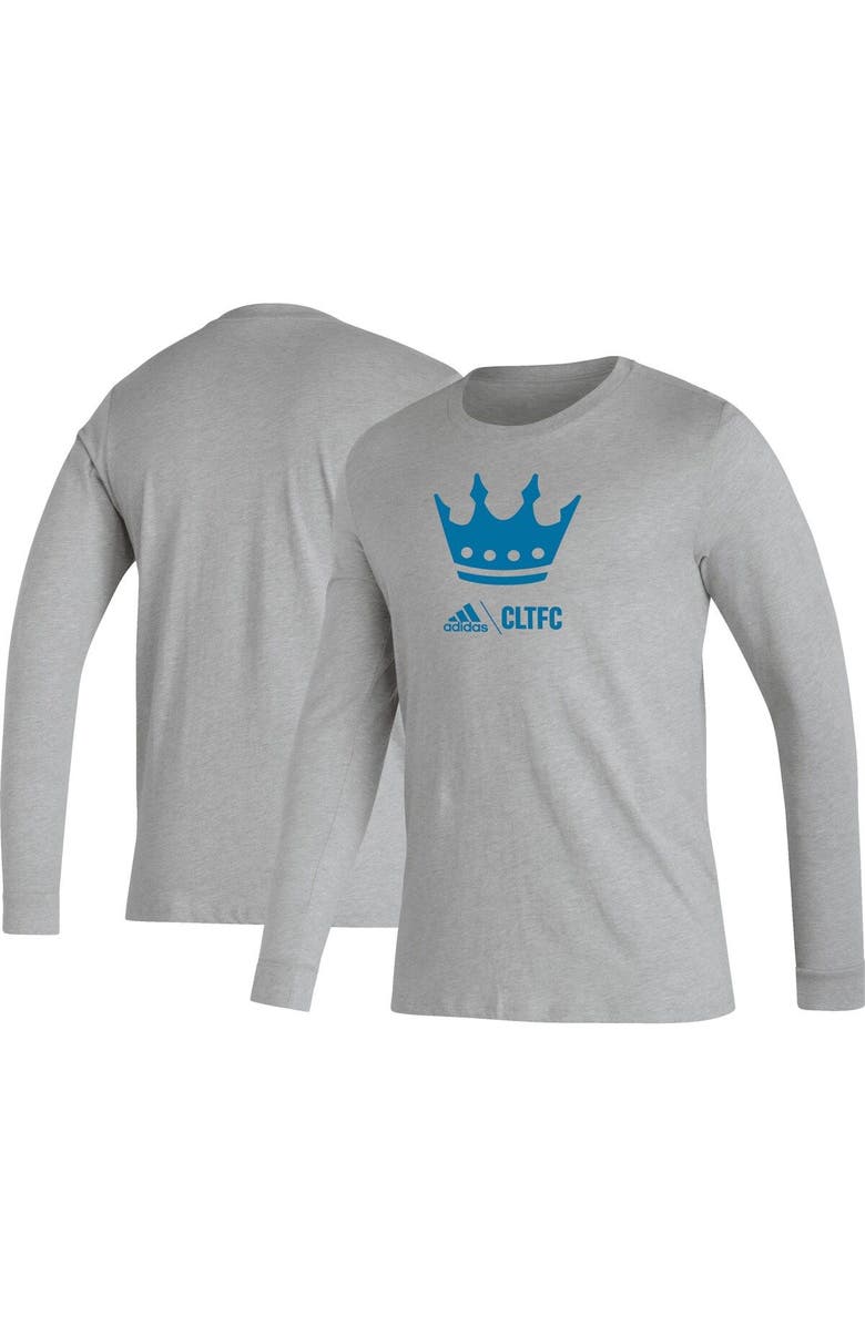 adidas Men's adidas Heather Gray Charlotte FC Icon AEROREADY Long Sleeve T-Shirt, Main, color, Heather Gray