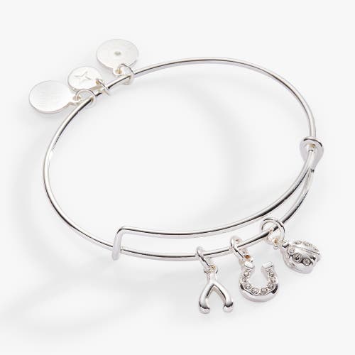 Alex And Ani Love And Luck Multi Charm Bangle Bracelet In Silver