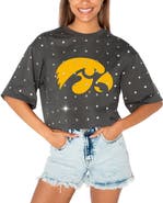 GAMEDAY COUTURE Women's Gameday Couture Gray Iowa Hawkeyes Go Time Rhinestone Crop T-Shirt