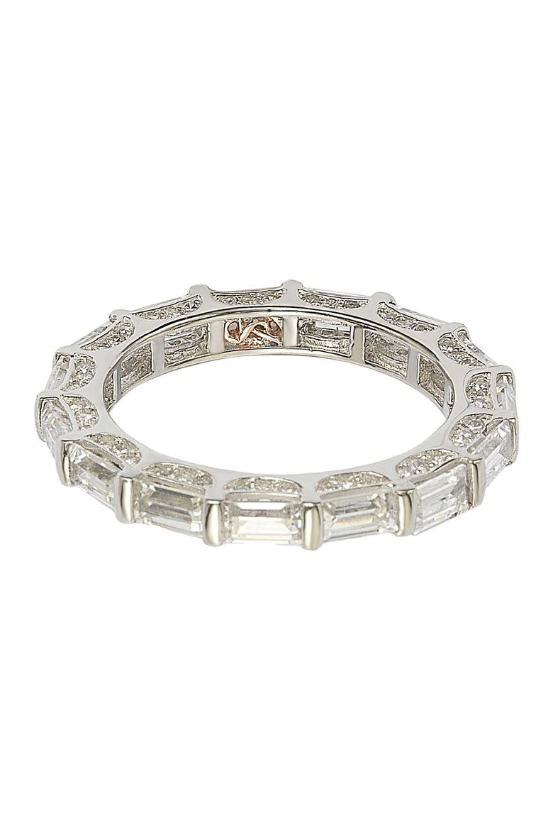 Sterling Silver Emerald Cut White Cubic Zirconia Eternity Band, Alternate, color, WHITE