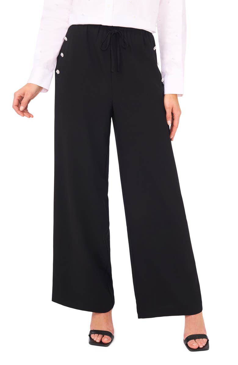 CeCe Pull-On Wide Leg Drawstring Pants, Main, color, Rich Black