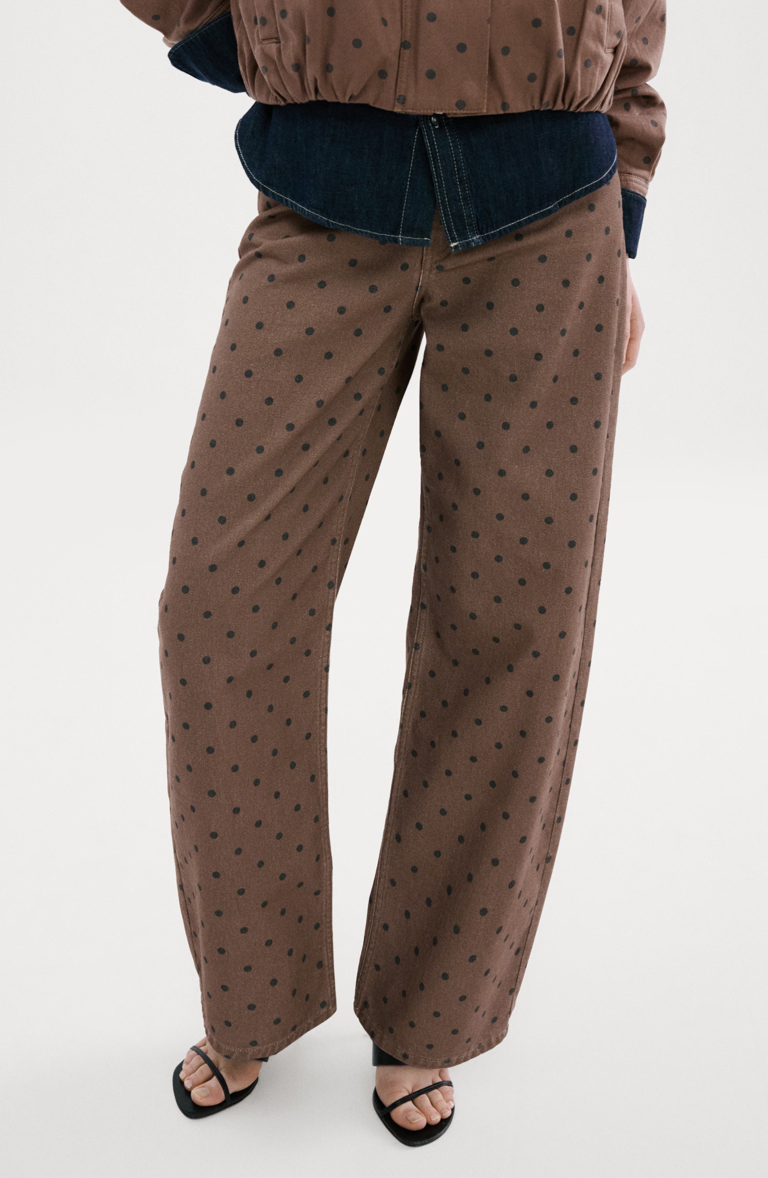 Polka Dot Straight Leg Jeans