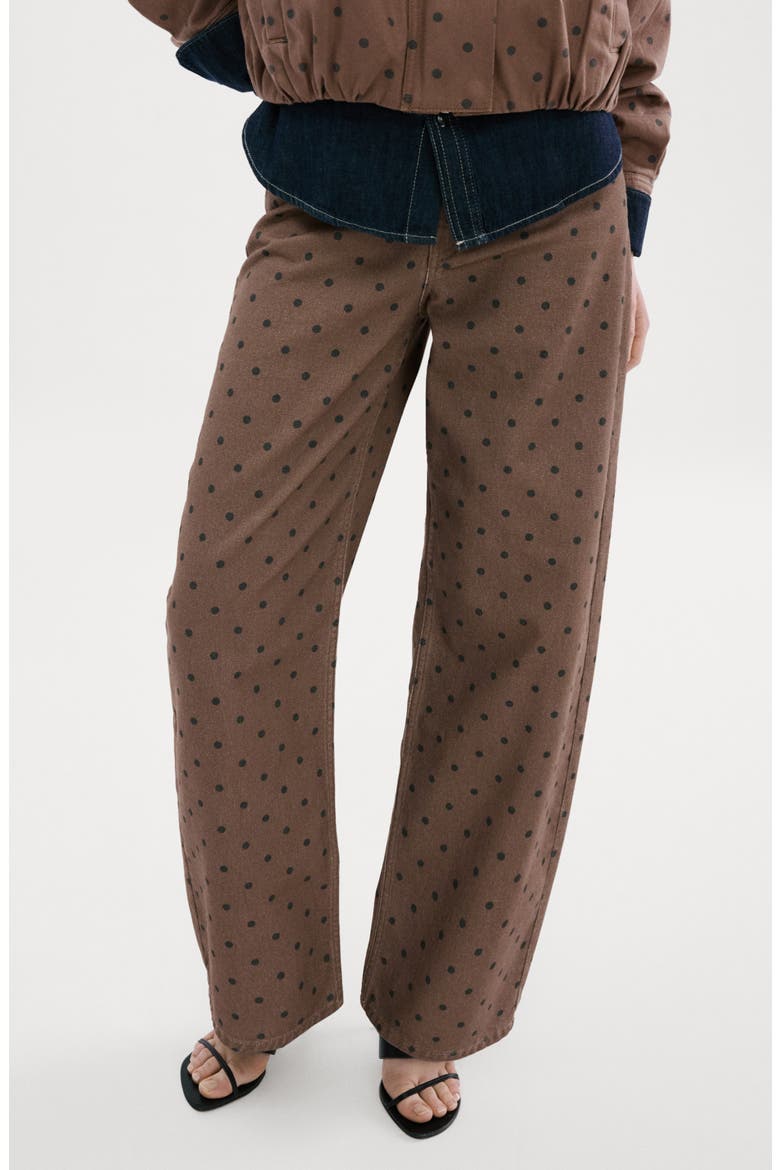Polka Dot Straight Leg Jeans, Main, color, CHOCOLATE