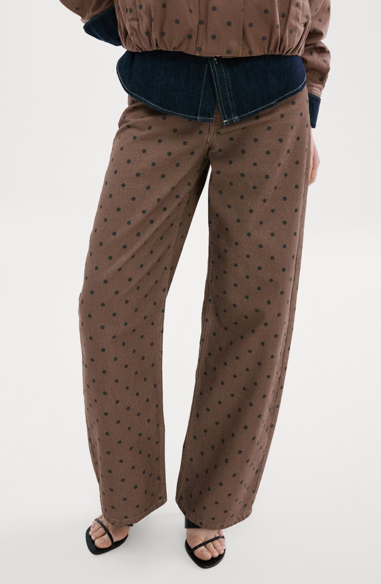 MANGO Polka Dot Straight Leg Jeans, Main, color, Chocolate