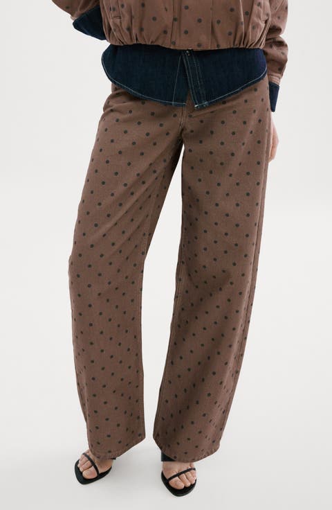 Polka Dot Straight Leg Jeans (Chocolate)