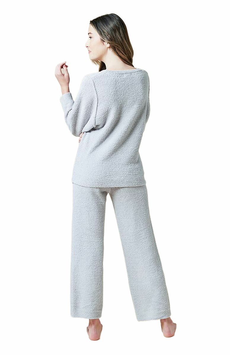 Softies Solid Marshmallow Reverse Seam Crew Neck Lounge Set with Bracelet Sleeve, Alternate, color, Grey