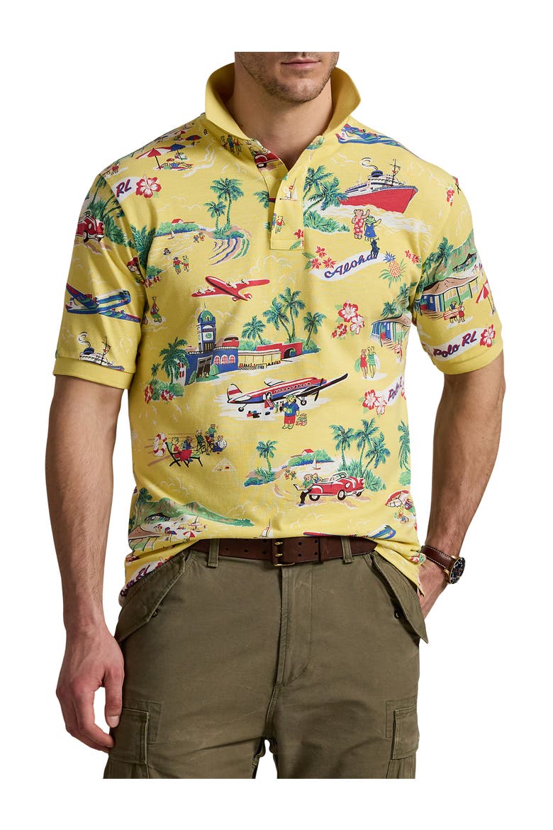 Big & Tall Polo Bear Mesh Polo Shirt, Main, color, ON VACA BEAR YELLOW
