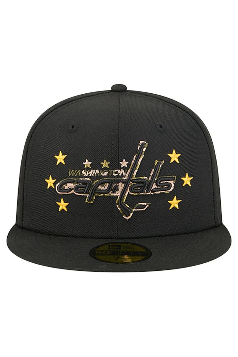 Men's New Era  Black Washington Capitals Military Appreciation Digital Camo Stars 59FIFTY Fitted Hat, Alternate, color, Black