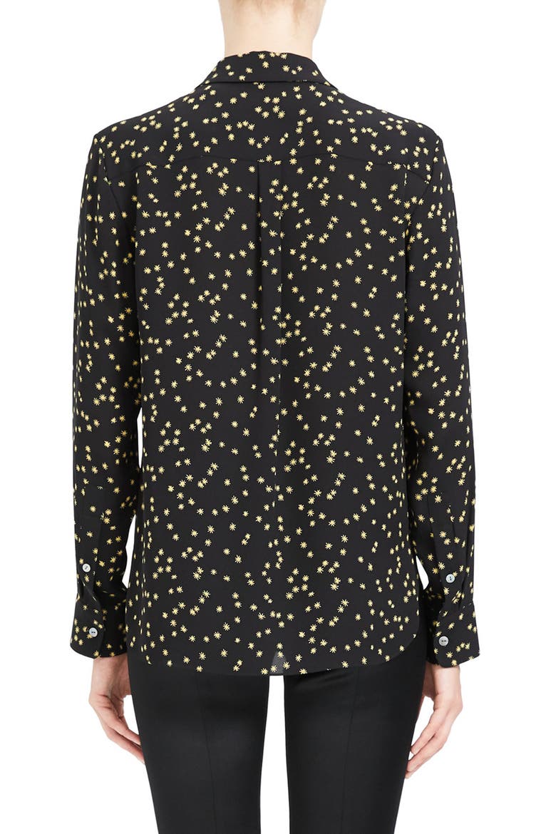 Classic Silk Button-Up Top, Alternate, color, BLACK MULTI