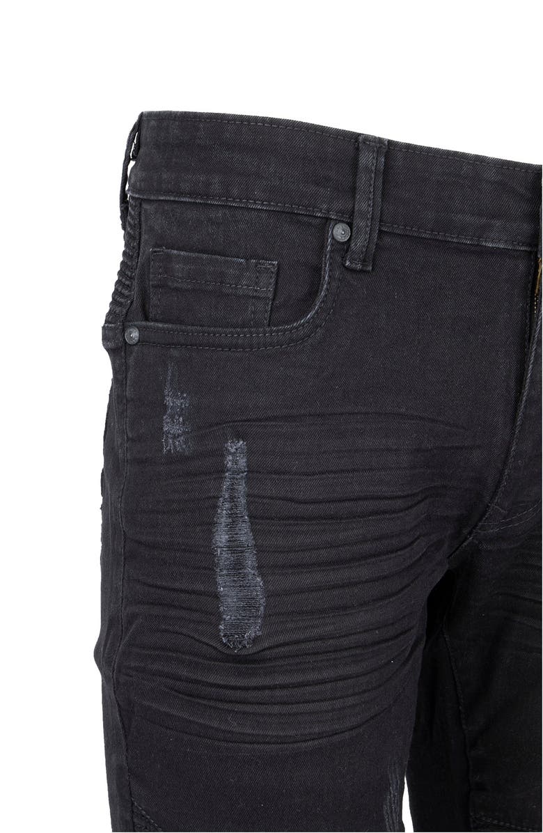 XRAY Rawx Distressed Moto Skinny Fit Jeans - 30-32" Inseam, Alternate, color, Jet Black