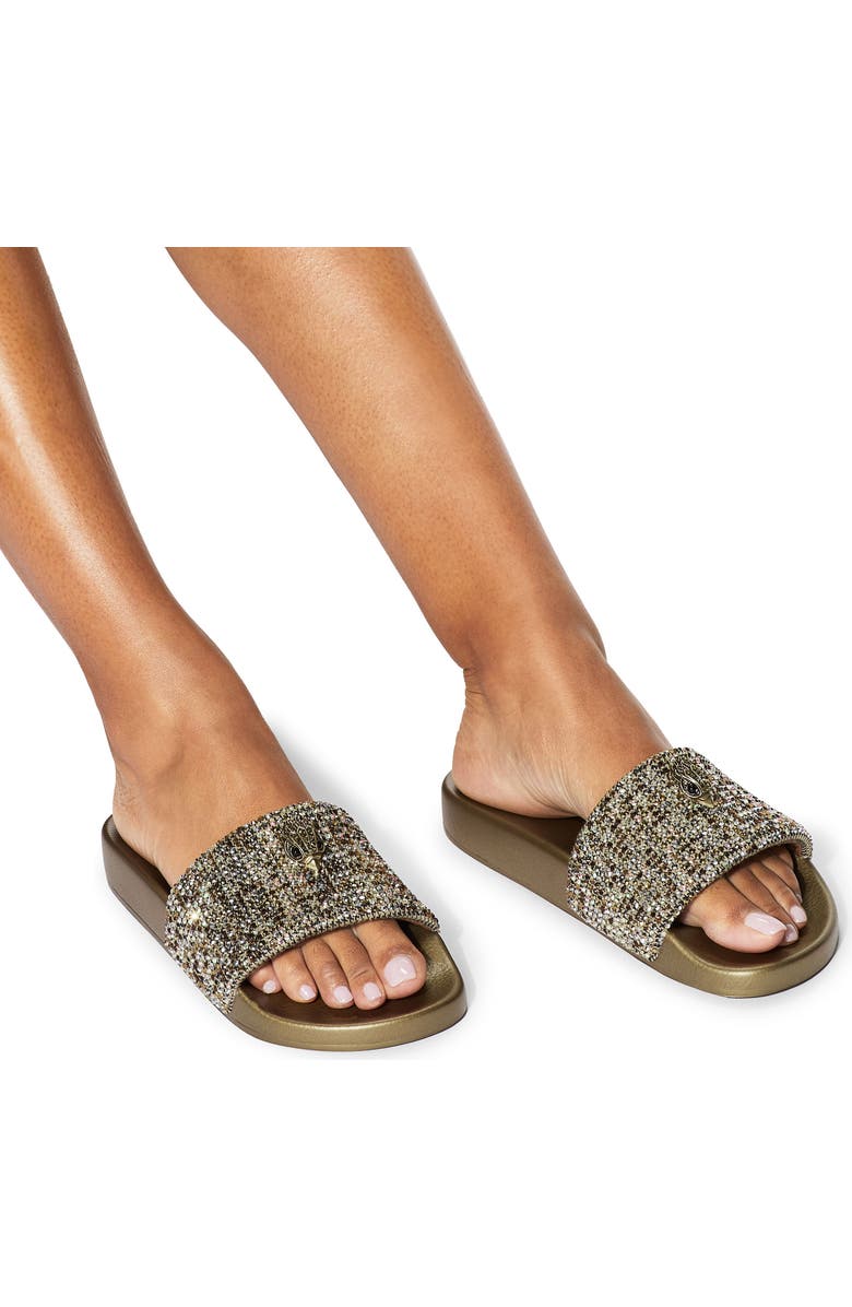 Kurt Geiger London Meena Eagle Glitter Slide Sandal, Alternate, color, Rust/ Copper