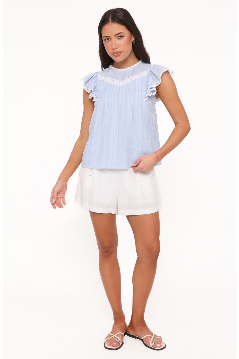 Laoise Lace Inset Ruffle Top, Alternate, color, LIGHT BLUE