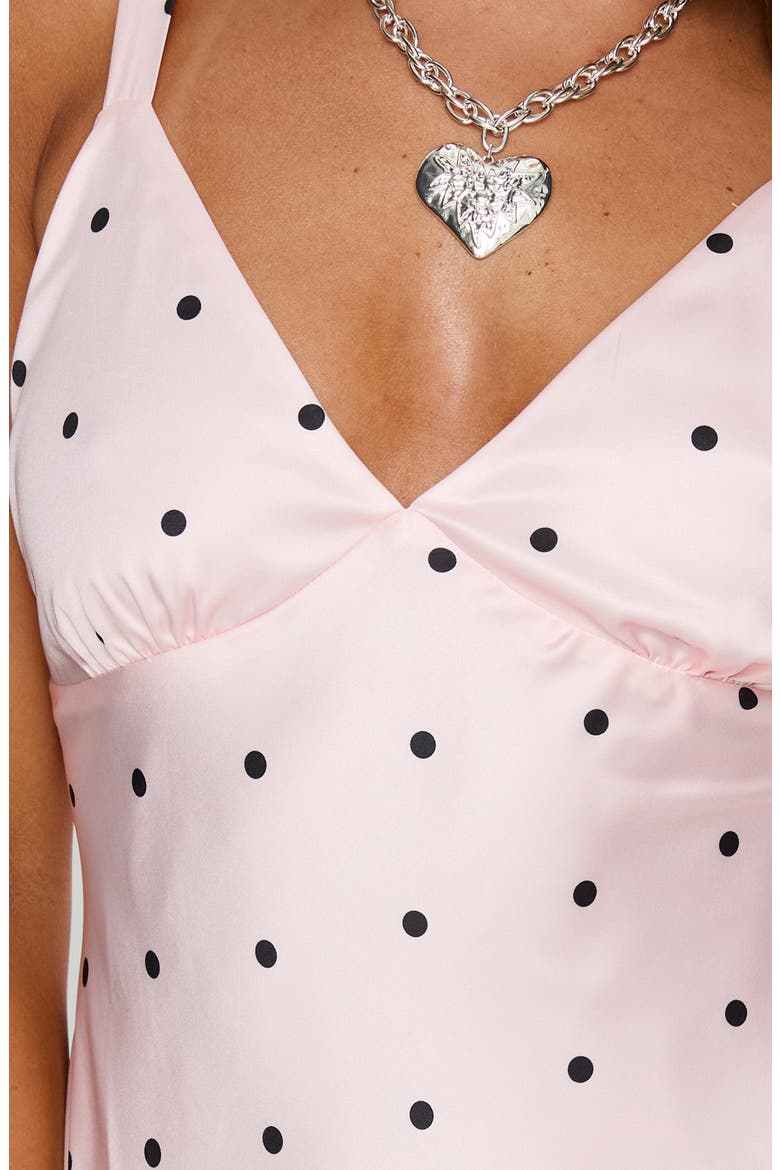 Rosabelle Satin Minidress, Alternate, color, PINK POLKA DOT