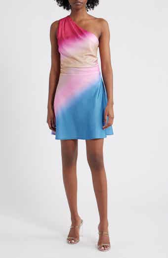 Rare London Blur Print One-Shoulder Cocktail Minidress