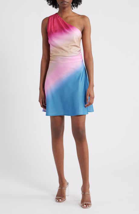 Rare London Blur Print One-Shoulder Cocktail Minidress