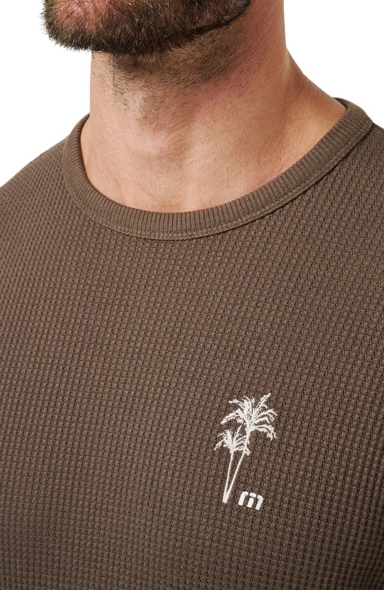TravisMathew Souvenir Stand Long Sleeve Waffle Knit T-Shirt, Alternate, color, Chocolate Brown